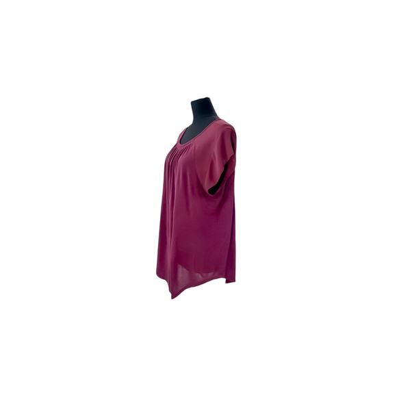 LOFT Maroon Flutter Sleeve Blouse - Size XL - Excellent - Picture 3 of 7
